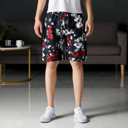 Summer Beach Pants Men's Loose Casual Fifth Pants Ice Silk High Elasticity Quick-drying