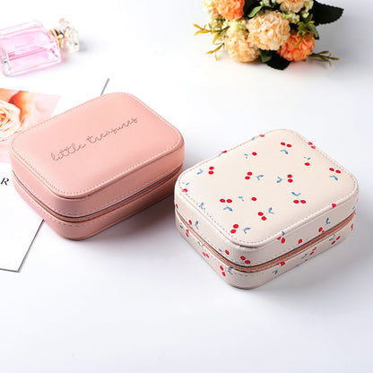 Portable Earring Ring Leather Jewelry Box Fashion Makeup Small Gift Box