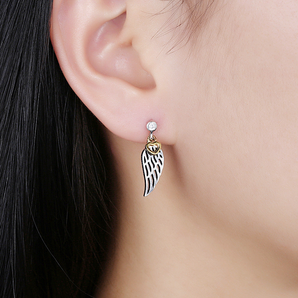 Heart-shaped Wings Ladies S Diamond Earrings
