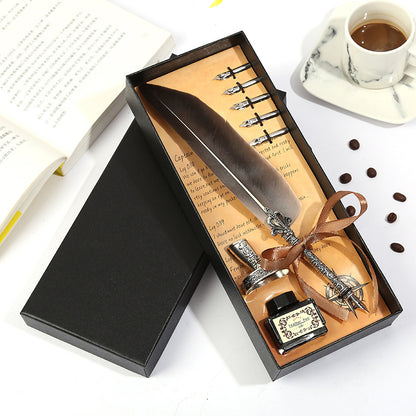 Gift Box Retro Metal Dip Pen