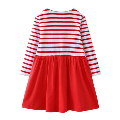 Long Sleeve Rainbow Skirt Children's Embroidered Sequin Dress