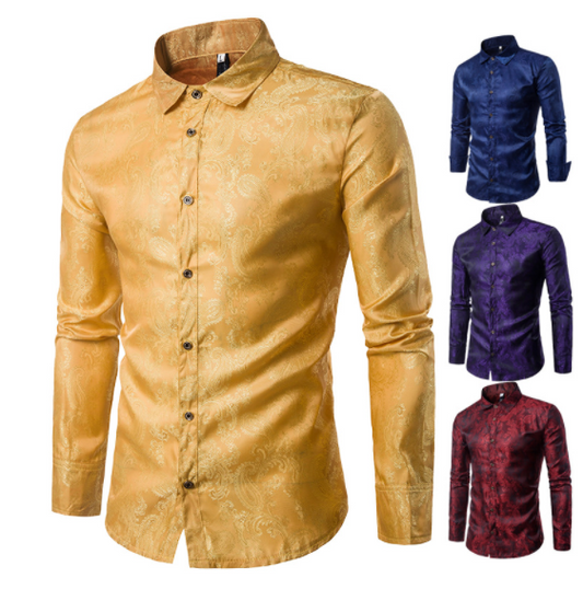 Embroidered Pattern Long Sleeve Plus Size Shirt