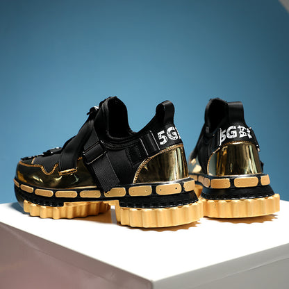New Electrifying gold n black Retro sporty Shoes for men