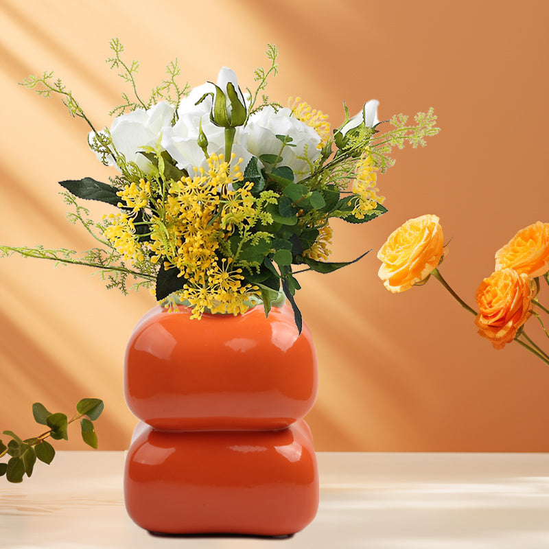 1pc Spring New Year New Chinese Persimmon Vase Flower Arrangement Pen Holder Ceramic Sculpture Means Everything Is Satisfactory