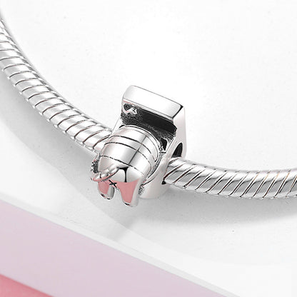 S925 Sterling Silver Beaded Toilet Bath Box Decadent Cat Bracelet Diy Accessories Beads