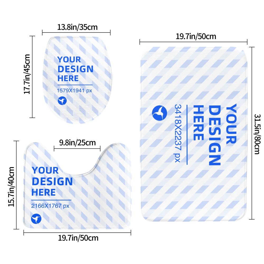 31.5x20in Flannel Non-slip Floor Mats Three-piece Set