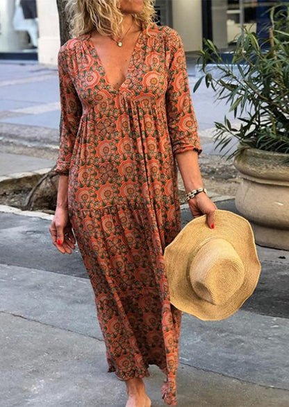 V-neck Plus Size Loose Women's Dress