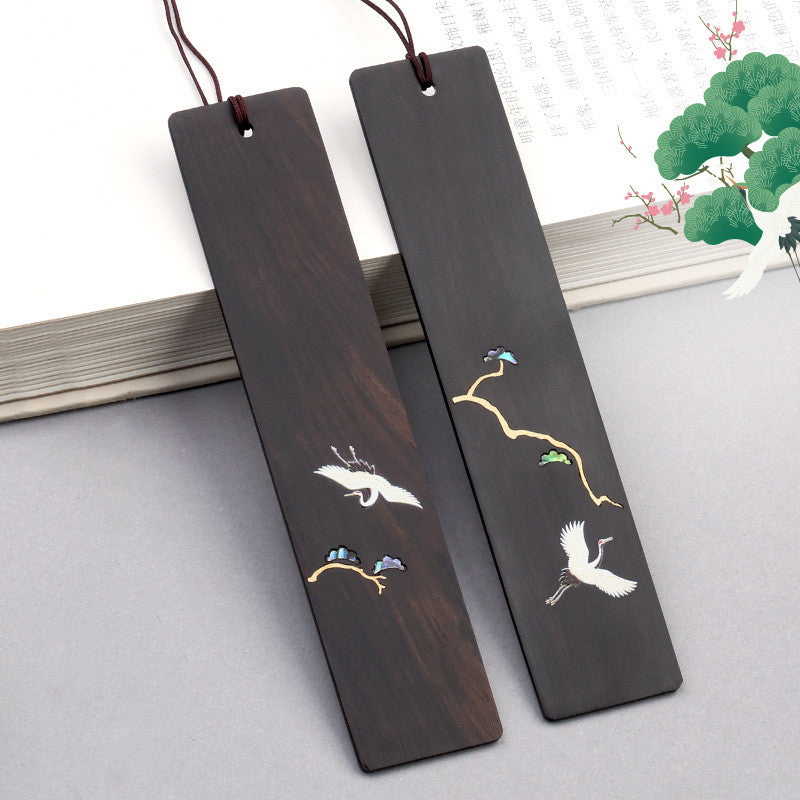 Retro Classical Chinese Style Mahogany Bookmark Gift Box Exquisite Ebony