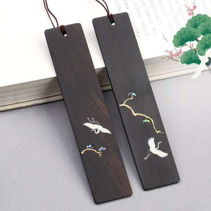 Retro Classical Chinese Style Mahogany Bookmark Gift Box Exquisite Ebony