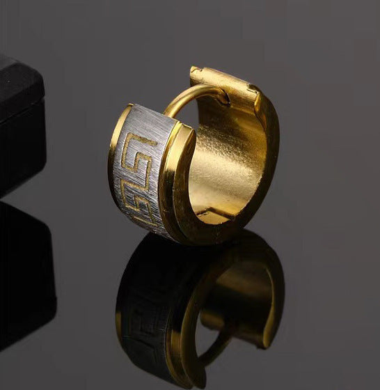 Wide Face Great Wall Pattern Earrings Personalized Simple Design