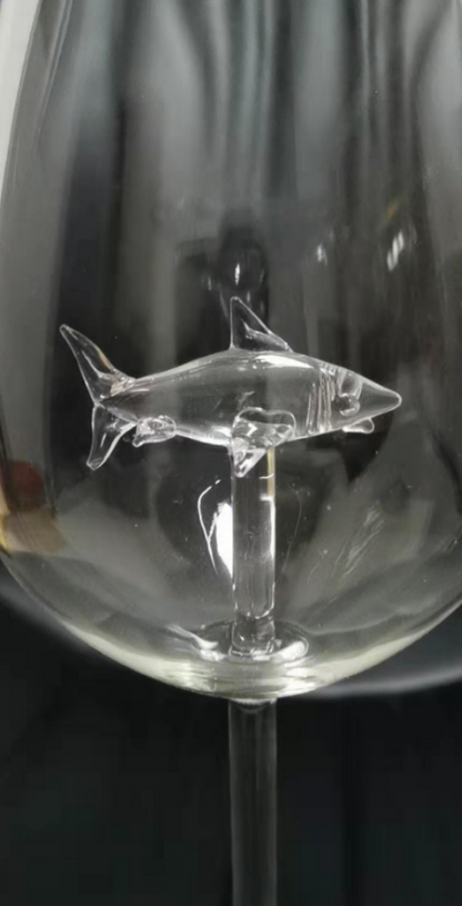 Red Wine Glasses with Shark Inside Goblet Glass Lead-Free Clear Glass for Home Bar Party HFing