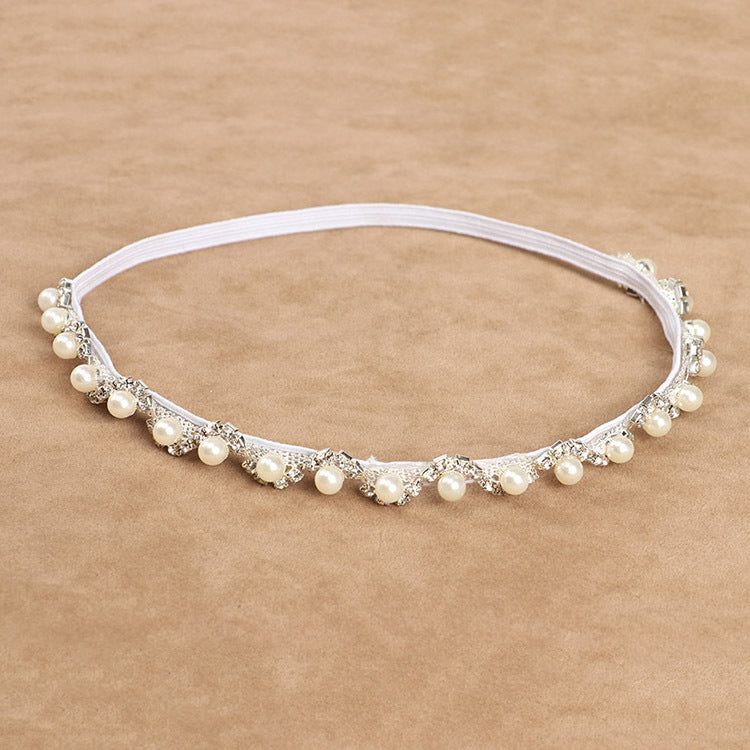 Children's headband with pearls and flowers