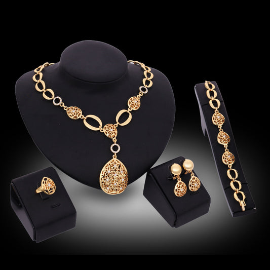 Jewelry Fashion Necklace Earrings Bracelet Ring Four Piece Jewelry Set - FLIPSTYLEZLLC