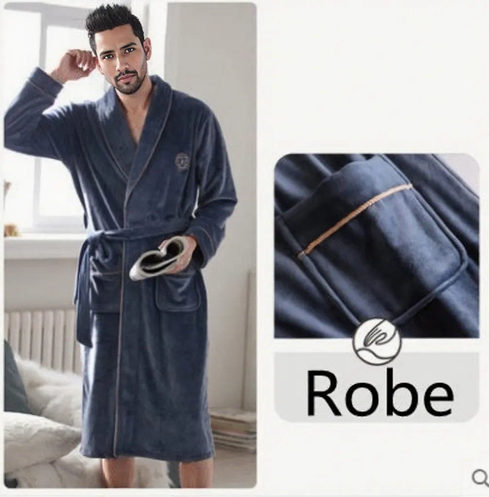 Burgundy island velvet fabric winter unisex flannel robe for men & women