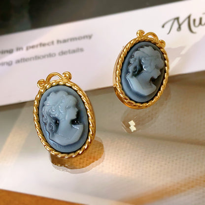 Vintage Fried Dough Twist Relief Oval Earrings