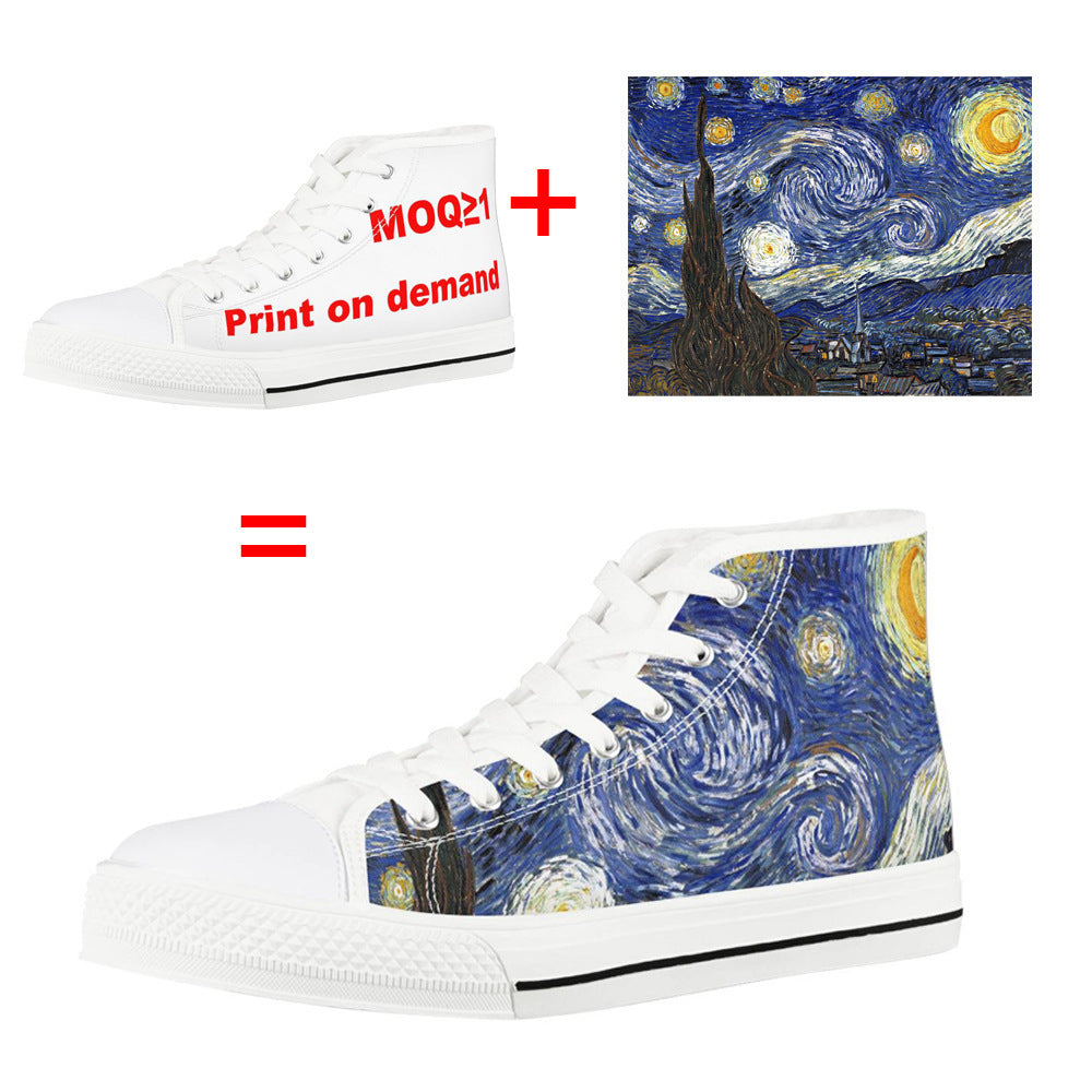 Picture Printing Christmas Pattern Canvas Shoes Men And Women Couple Sneakers - FLIPSTYLEZLLC