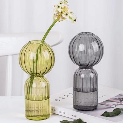 Ins Creative Glass Vase Striped Transparent Glass Vase Table Decorative Ornaments Hydroponic Flower Simple Vase