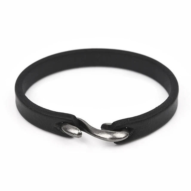 S buckle brown leather bracelet