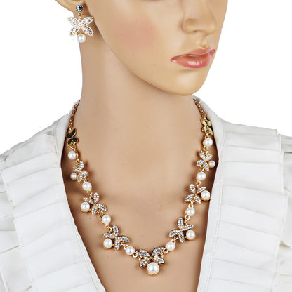 New Pearl butterfly necklace, earrings, bridal jewelry set, bridal jewelry - FLIPSTYLEZLLC