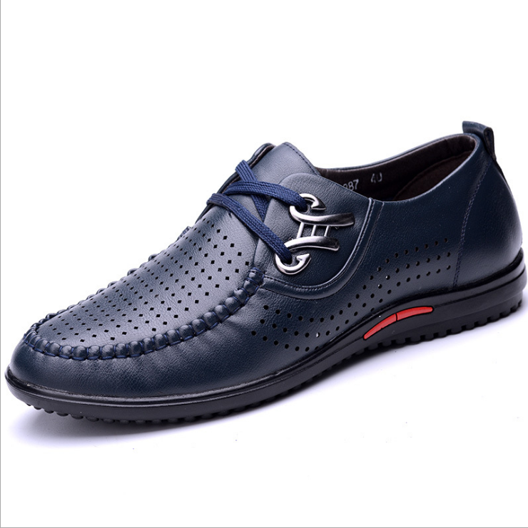 Fashion leisure shoes breathable hollow punch lace business men's shoes