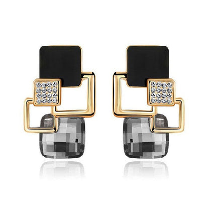 Classic crystal geometric square jewelry set