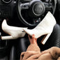 Women Shoes High Heels Leather White Ankle Boots - FLIPSTYLEZLLC