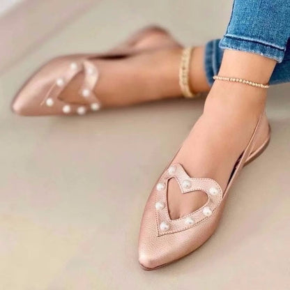 Love Shoes With Pearls Flats Women Sandals Pionted Toe Shoes - FLIPSTYLEZLLC