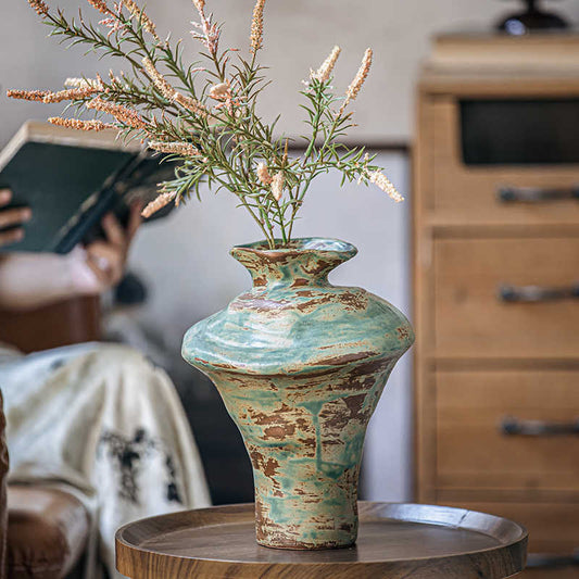 Vintage Dried Flower Branch Pottery Pot Decorative Ceramic Vase