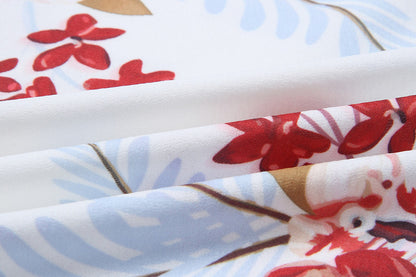 Summer print sling backless V-neck women''s dress