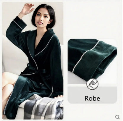 Burgundy island velvet fabric winter unisex flannel robe for men & women