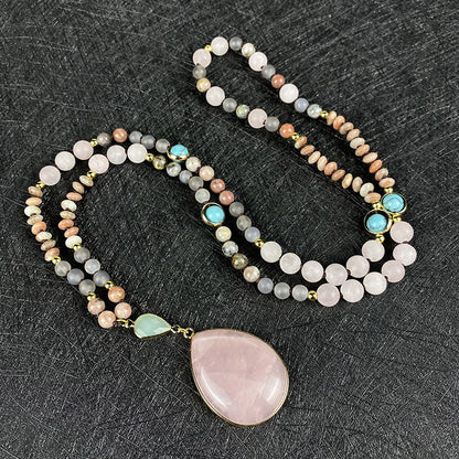 Natural Stone Powder Arrow String Necklace