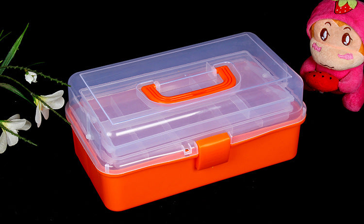 Large 2-layer art tool box plastic medicine box