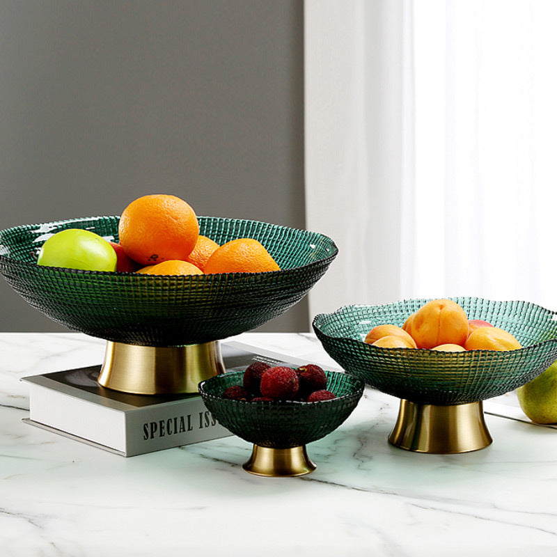 Gold-painted Glass Fruit Plate Tea Table