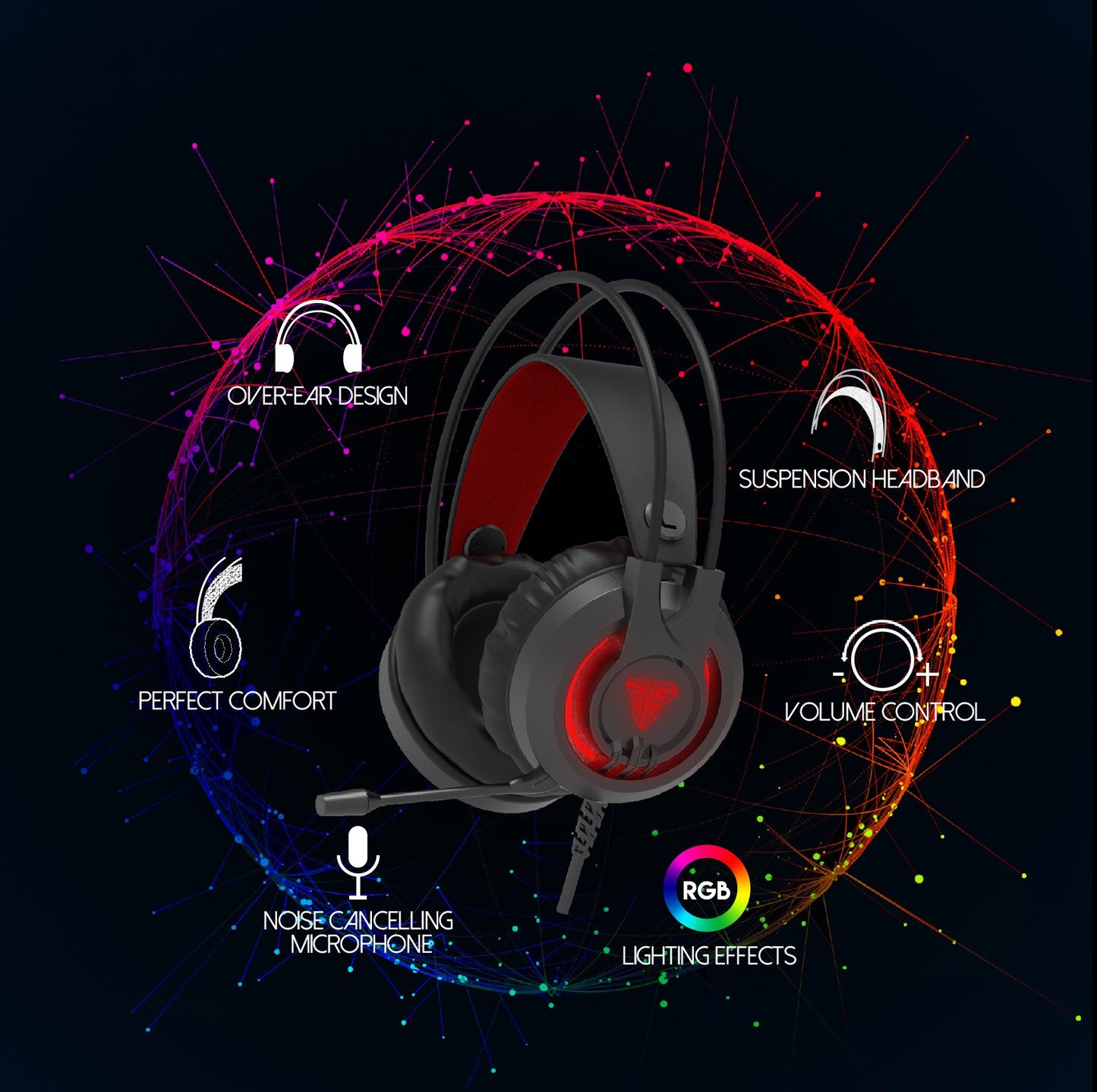 Head-mounted RGB breathing light headset