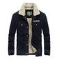 Stand collar corduroy men's loose large size jacket plus velvet thick coat