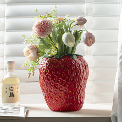 Good-looking Light Luxury Decoration Living Room Flower Arrangement Modern Strawberry Vase Ceramic