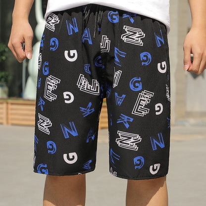 Summer Beach Pants Men's Loose Casual Fifth Pants Ice Silk High Elasticity Quick-drying