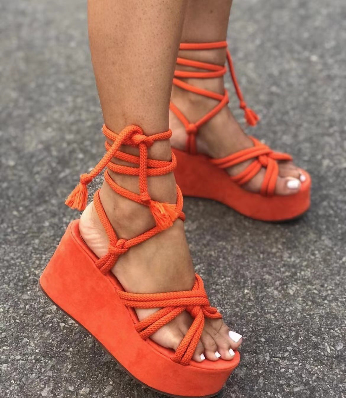 Summer Women Wedges Shoes High Heel Strappy Sandals - FLIPSTYLEZLLC