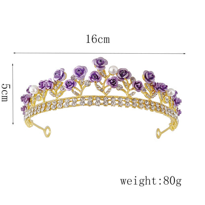 Purple Rose Crystal Jewelry Crown - FLIPSTYLEZLLC