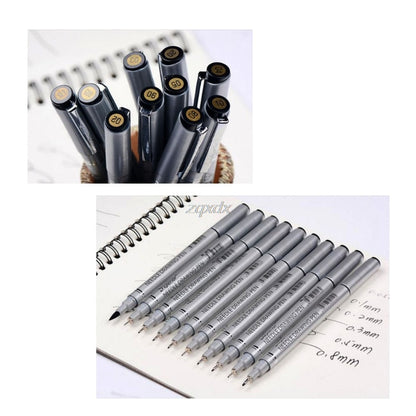 10 Tip Sizes Micron Neelde Drawing Pen Waterproof Pigment Fi