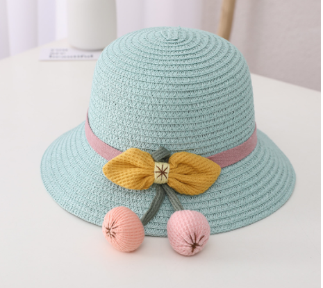 New Summer Children's Sun Protection Straw Hat Girls Pot Hat