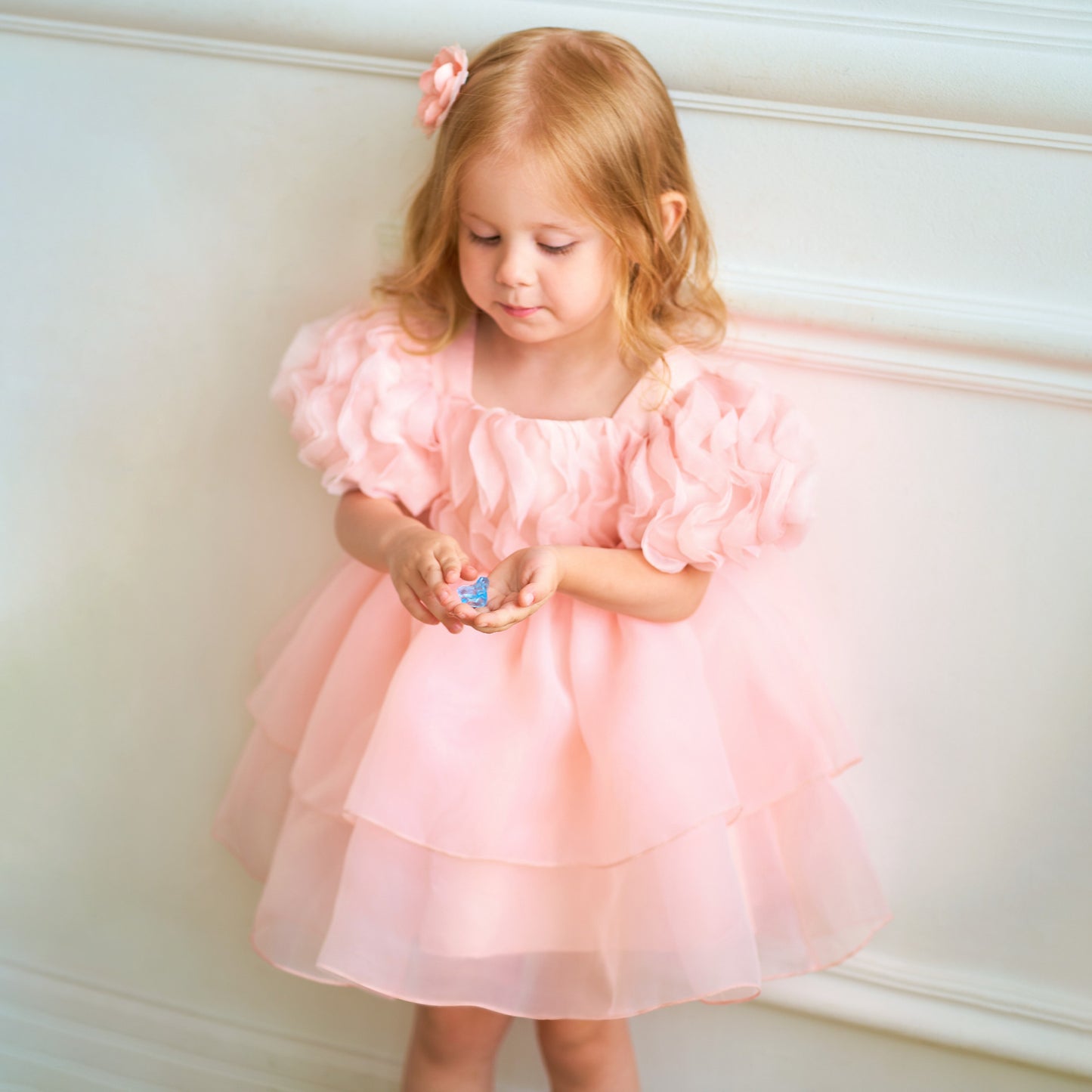 Pleated Puff Sleeve Umbrella Princess Dress