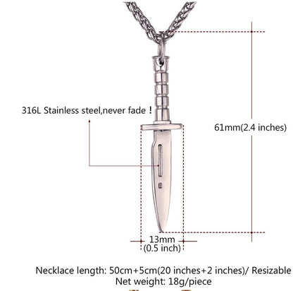 Men's Pendant Trinkets Europe and America Titanium Steel Stainless Steel Necklace Samurai Swords Electroplating Knife Gifts Foreign Trade