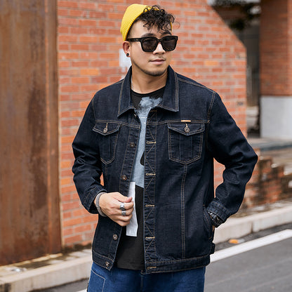 Plus Size Men's Trendy Brand Slim Denim Jacket Plus Fat