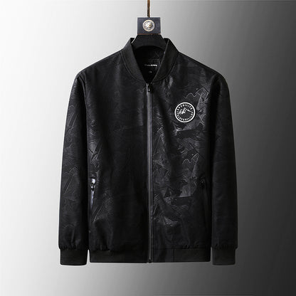 BLACK  Plus Size Loose Clothes Men's Stand-up Collar Jacket