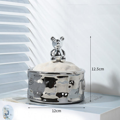 Bear Cookie Shape Relief Ceramic Ashtray