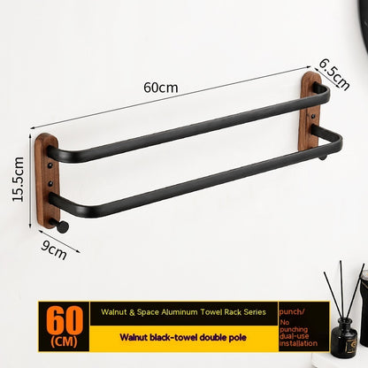 Solid Wood Towel Rack Wall Hanging Multi-bar
