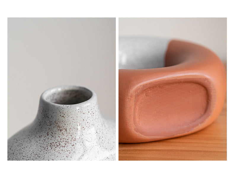 Laterite Half Glazed Round Ceramic Vase Office Desktop Soft Board Room Window