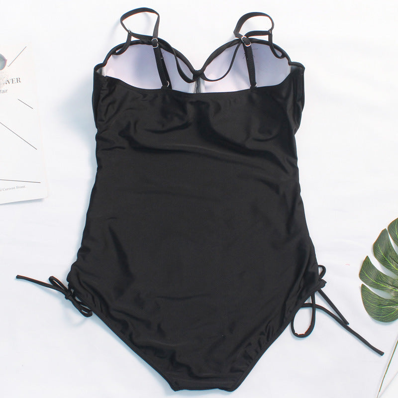 BLACK Plus size one-piece swimsuit FOR WOMEN