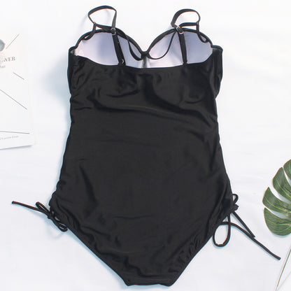 BLACK Plus size one-piece swimsuit FOR WOMEN